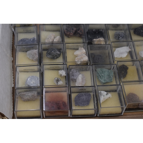 400 - Approx 50 Rock Samples in Labelled Display Cases including Andradite, Augite, and More