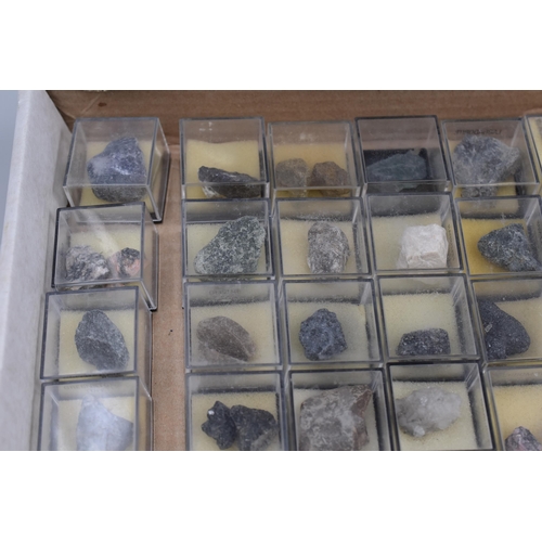 400 - Approx 50 Rock Samples in Labelled Display Cases including Andradite, Augite, and More