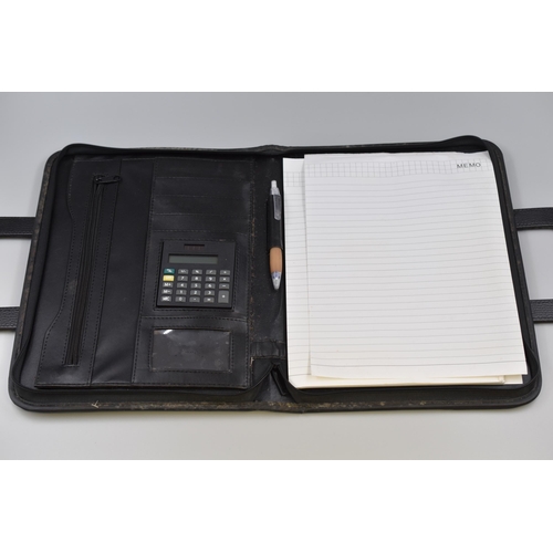 598 - Leather Folding Organiser with Pad, Calculator and Pen