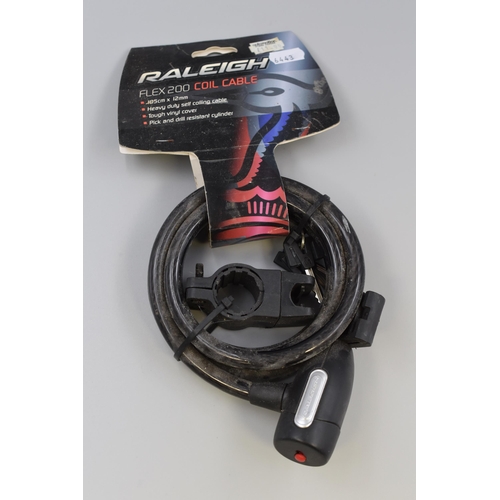 620 - Brand New Raleigh Flex 200 Coil Cable Bike Lock complete with keys and Fixing