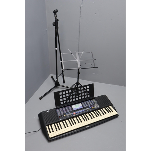 441 - Large Yamaha Keyboard PSR-190 (5 Octave), With Music Stand and Microphone Stand Working When Tested