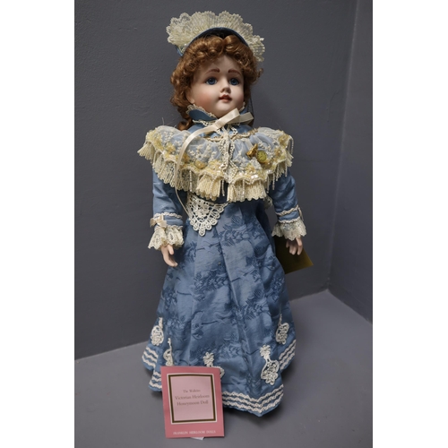 656 - Two Boxed Vintage Franklin Victorian Heirloom Honeymoon Dolls with Certificate of Authentication 22