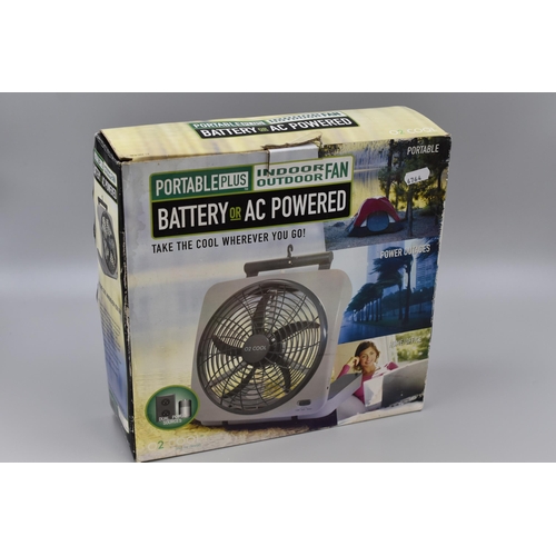 465 - Brand New Portable Indoor/Outdoor Fan Battery or AC powered in original box