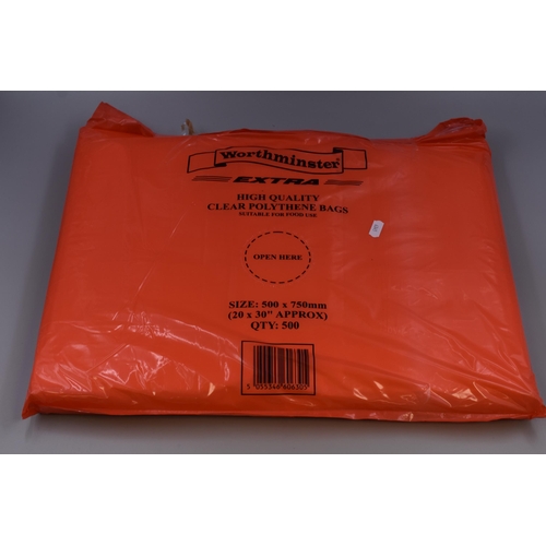 671 - 500 Worthminster Clear Polythene Bags Suitable For Food Use (500 x 750mm)