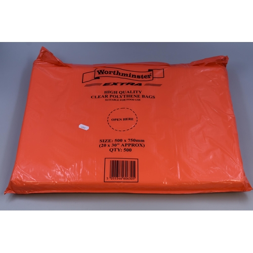 672 - 500 Worthminster Clear Polythene Bags Suitable For Food Use (500 x 750mm)