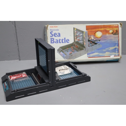 481 - Sea Battle Game in Box, Working when tested. Requires x4 AA Batteries