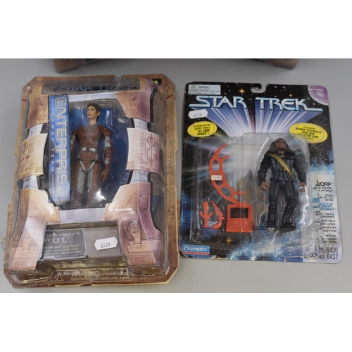 482 - Star Trek: Four Pre-Owned Model Figures Depicting Star Trek, Three Figures by ArtAsylum, Commander T... 