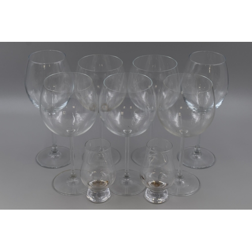 687 - Selection of Glasses to include Large Wine Glasses and Two Whisky Sniffers