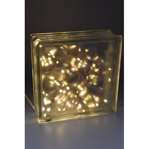 500 - Two Modern LED Lights. Includes A Modern USB Glass and Copper Brick Light, And Metal Framed Glass Pa... 