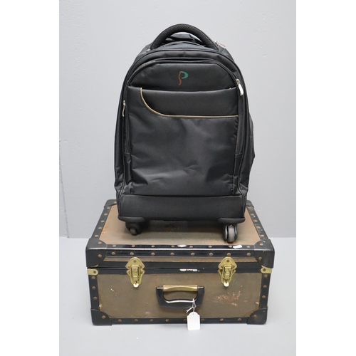 511 - Two items to include Pull Along Case and a Tartan Lined Trunk (Trunk Size 20” x 13” x 10... 