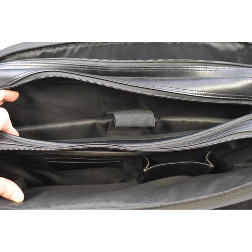 535 - Two Black Leather Business Briefcases, Includes Tripp (No Key), And Other