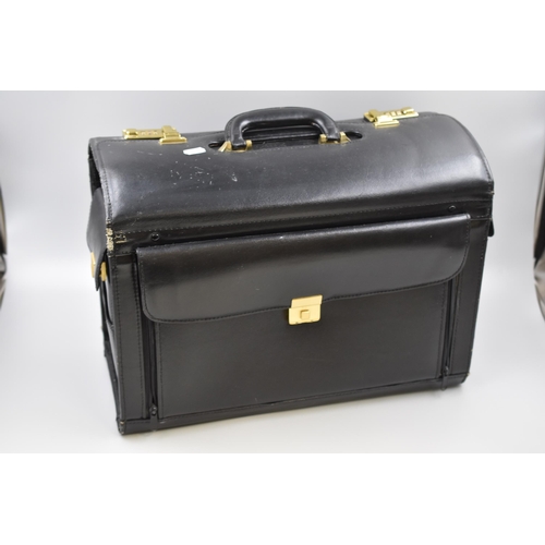 535 - Two Black Leather Business Briefcases, Includes Tripp (No Key), And Other