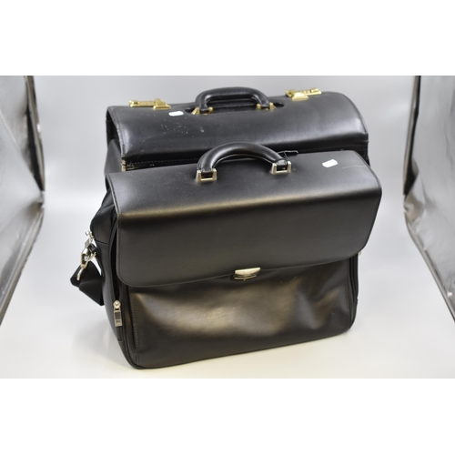 535 - Two Black Leather Business Briefcases, Includes Tripp (No Key), And Other