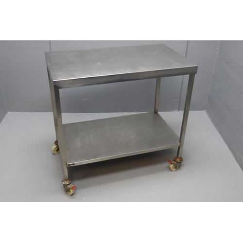 536 - Large Industrial Two Tier Stainless Steel Trolley by BBQ King 34” x 32” x 19”