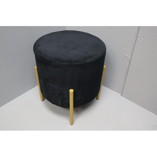 539 - Brand New Modern Black Valour Covered Stool 18