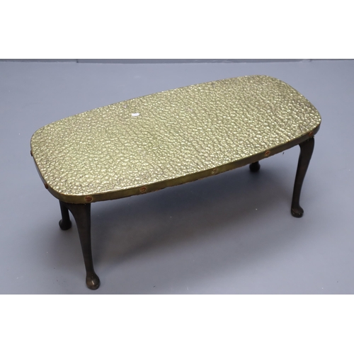 540 - A Hammered Brass Topped Wooden Coffee Table, Approx 18