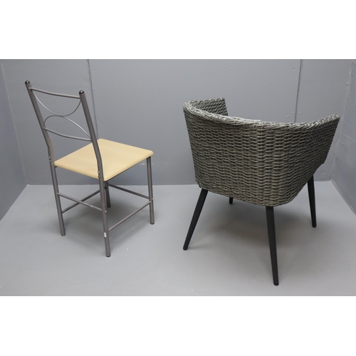 545 - Two Chairs to include Rattan Garden Chair and and a Regular Emergency Chair