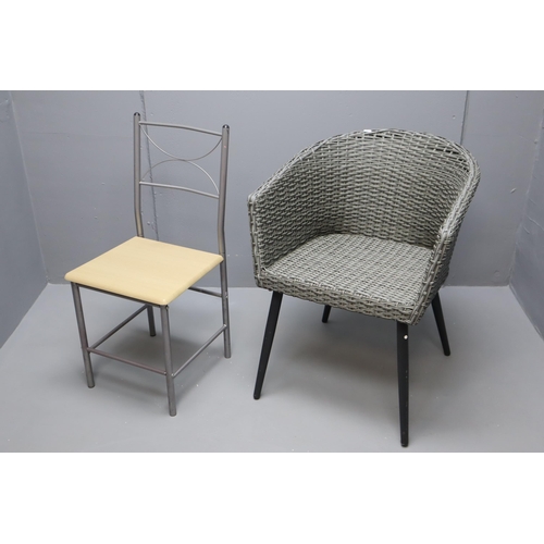 545 - Two Chairs to include Rattan Garden Chair and and a Regular Emergency Chair