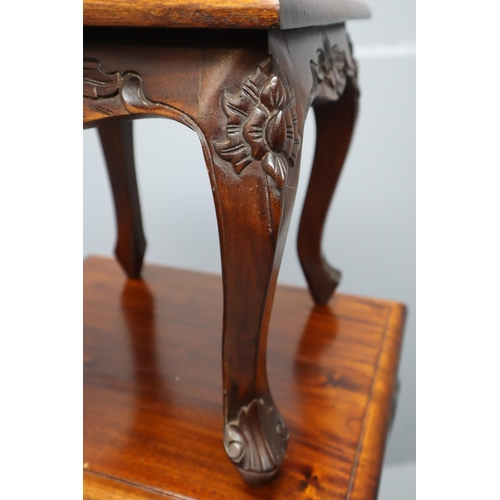 546 - Nest of Three Tables with Handcarved Detail on The Legs