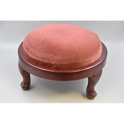 549 - Circular Footstool with Soft Pink Upholstered Cusion Top (16” Dia)