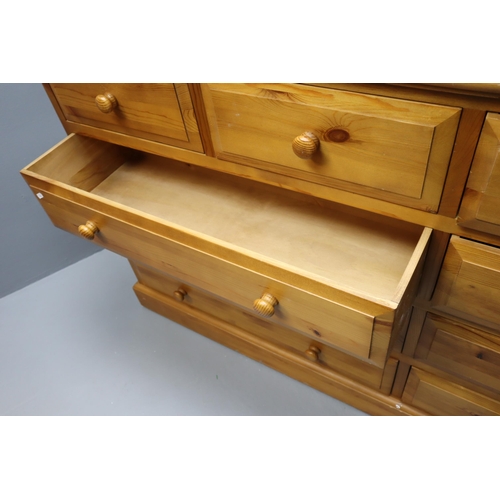 558 - A Large Pine Nine Drawer (Three Big, Six Small) Unit, Approx 17.5