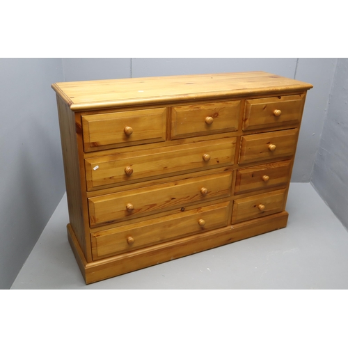 558 - A Large Pine Nine Drawer (Three Big, Six Small) Unit, Approx 17.5