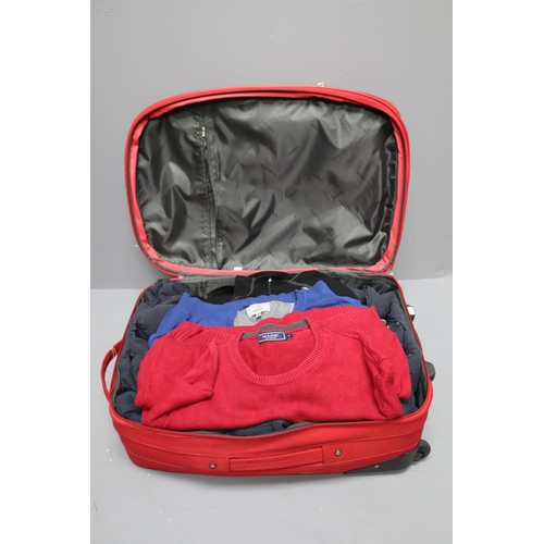 563 - Suitcase of Clothing includes Next Lined Gilet Size M, M&S Size M Sweater, Gap Slim Leg Khakis, ... 