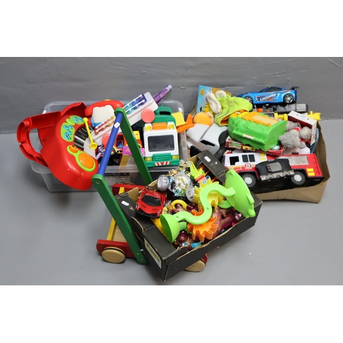 780 - Three Boxes to include a Large Selection of Toys and a Wooden Walker