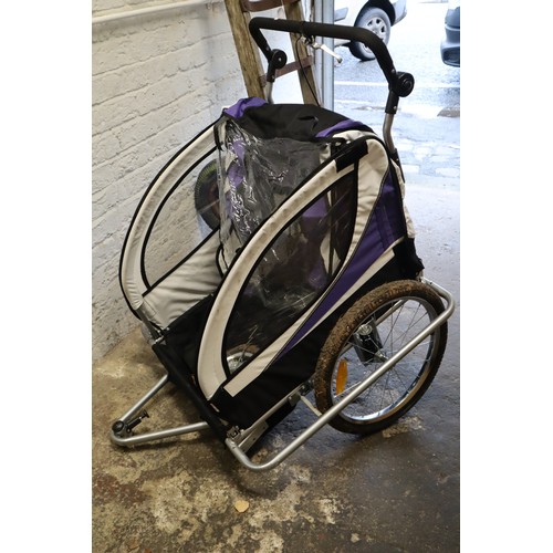 530 - Steel Frame Children's 2-Seater Purple Jogger Trailer