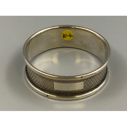 42A - Hallmarked Birmingham Silver Machine Finished Napkin Ring