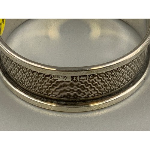 42A - Hallmarked Birmingham Silver Machine Finished Napkin Ring