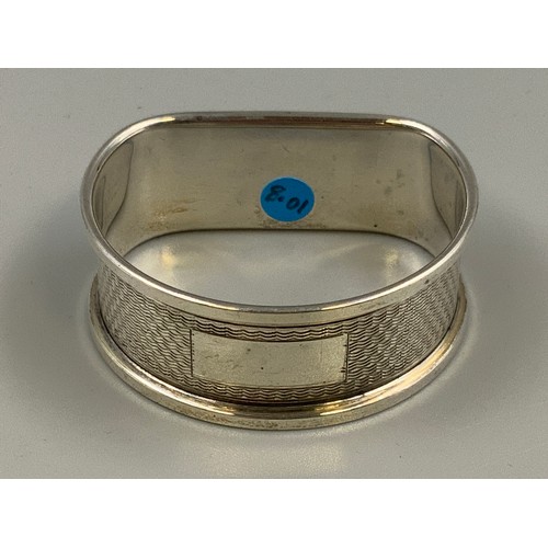 42B - Hallmarked Birmingham Silver Machine Finished Napkin Ring