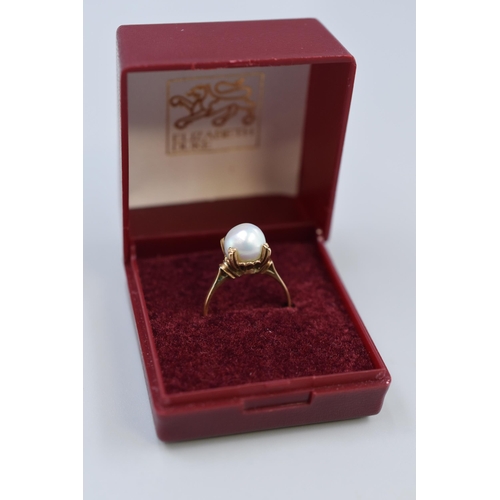 2 - Gold 18ct Pearl Ring (Size L) Complete with Presentation Box