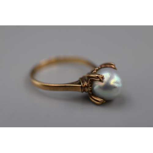 2 - Gold 18ct Pearl Ring (Size L) Complete with Presentation Box