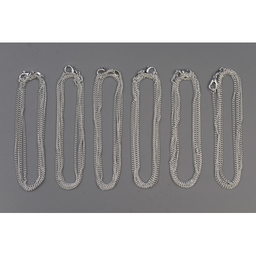 12 - Six 925. Silver Necklace Chains