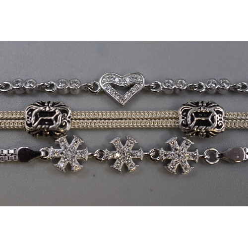 19 - Three New Silver 925 Bracelets, Various Designs