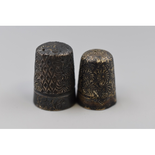 22 - Two Hallmarked James Fenton Birmingham Silver Thimbles, Circa 1902 and 1909