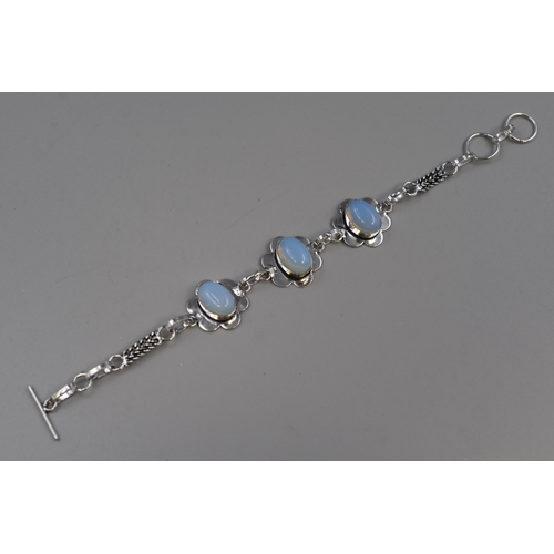 34 - A 925. Silver Milky Opal Stoned Bracelet