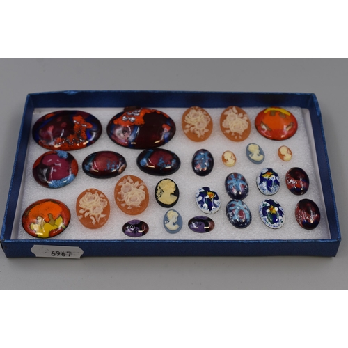 51 - Selection of Enamelled and Cameo Brooch Inerts