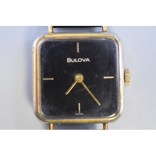 77 - Bulova 17 Jewels Ladies Mechanical Watch with Leather Strap (Working)