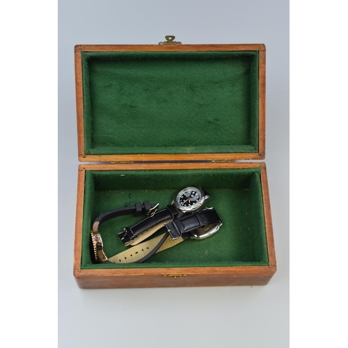 121 - Vintage Lined Wooden Box with a Selection of Watches.