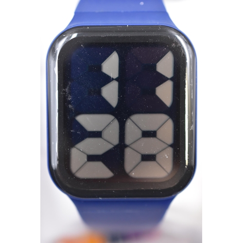 126 - Time & date LCD watch with extra large easy to read digits in blue. Brand new, boxed with instru... 