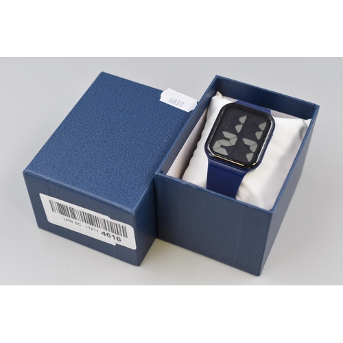 126 - Time & date LCD watch with extra large easy to read digits in blue. Brand new, boxed with instru... 