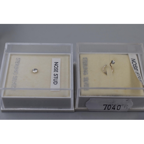 138 - Six Sterling Silver Nose Studs in Presentation Boxes