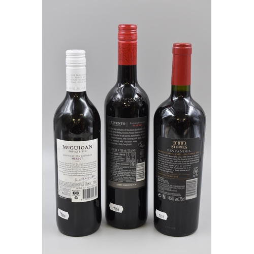 172 - Three Sealed 75cl Bottles of Red Wine including Trivento, 1000 Stories and McGuigan Merlot