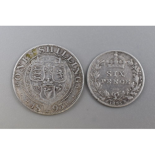 176 - Victoria Silver 1893 Shilling and a 1895 Sixpence