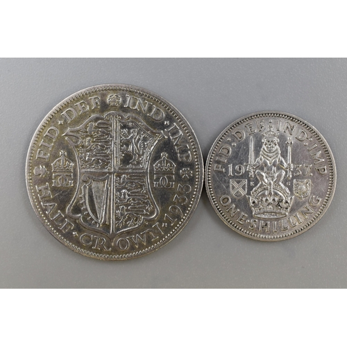 184 - George V Silver 1933 Half Crown and a 1937 Shilling