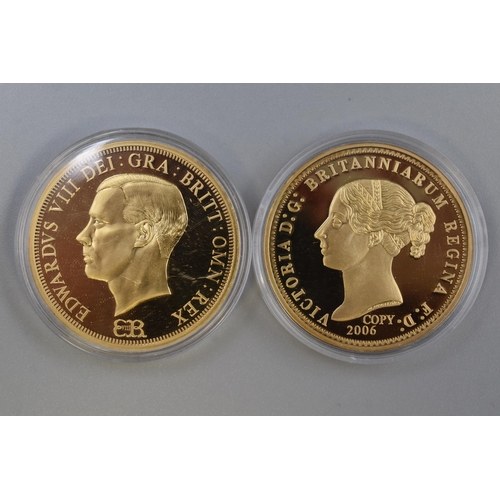 194 - Two Proof Medallion Gold Plated Coins. Includes 2006 Great British Coin Replicas and Edward VIII Pat... 