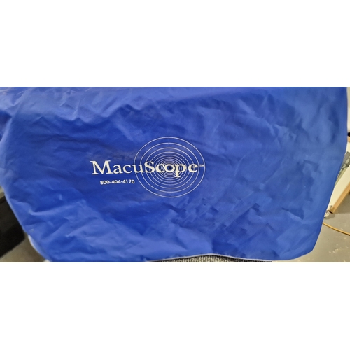 958 - Opticians Macuscope. Powers up but no knowledge of how to test it. Complete with cover. 