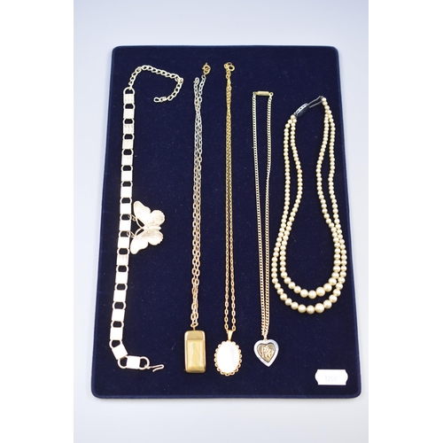 134 - Five Necklaces, includes Butterfly Choker and more